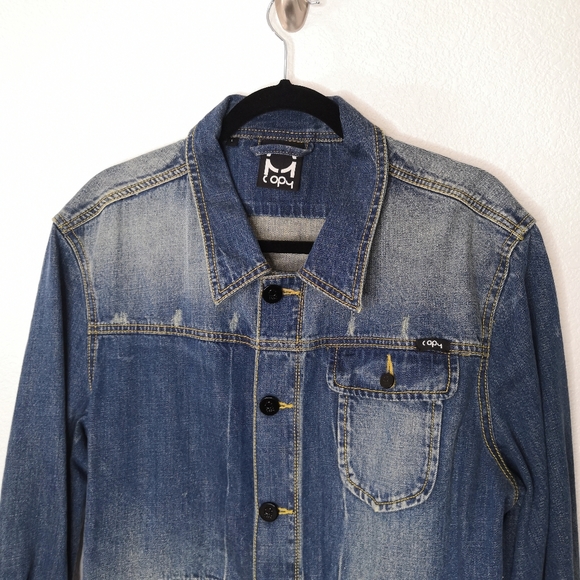 C1RCA Copy Collection Denim Distressed Jean Jacket - Picture 8 of 10